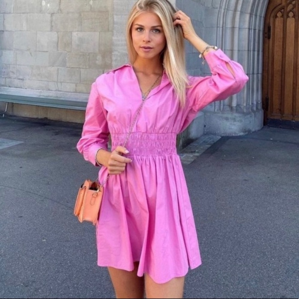 Zara Pink Poplin Dress